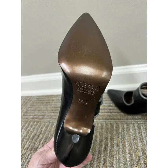 Peter Kent Vintage Black/Gray Mary Jane Button Vero Cudio 36.5 US 6.5 Excellent - Picture 13 of 15